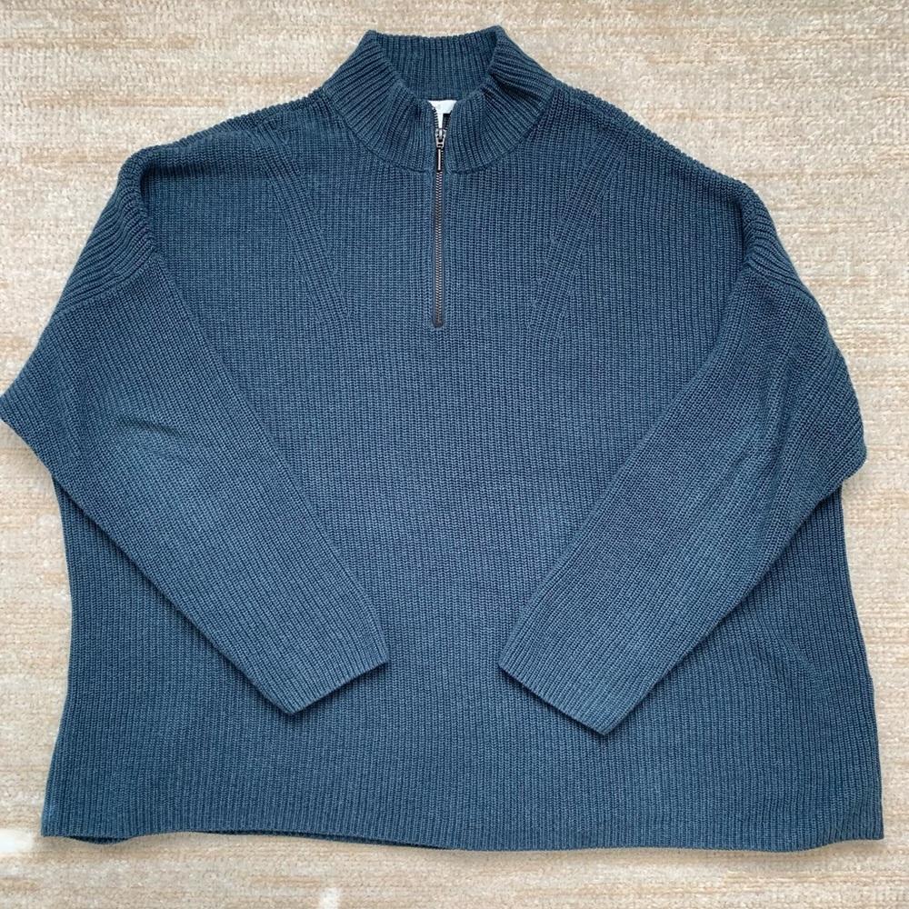 J Jill 1/4 Quarter Zip Pullover Sweater Blue Cozy Women’s Size 2X